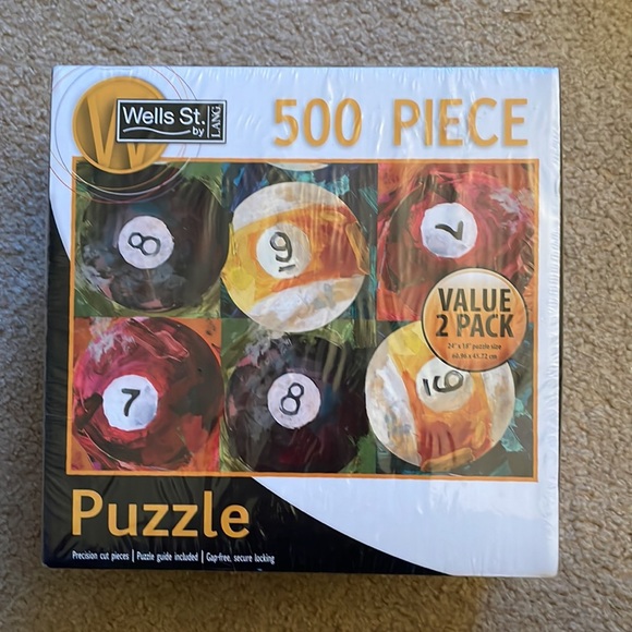 Two Puzzle Pack “Billiard Balls” & “Outdoorsman” - Each 500 Pieces - Picture 2 of 4